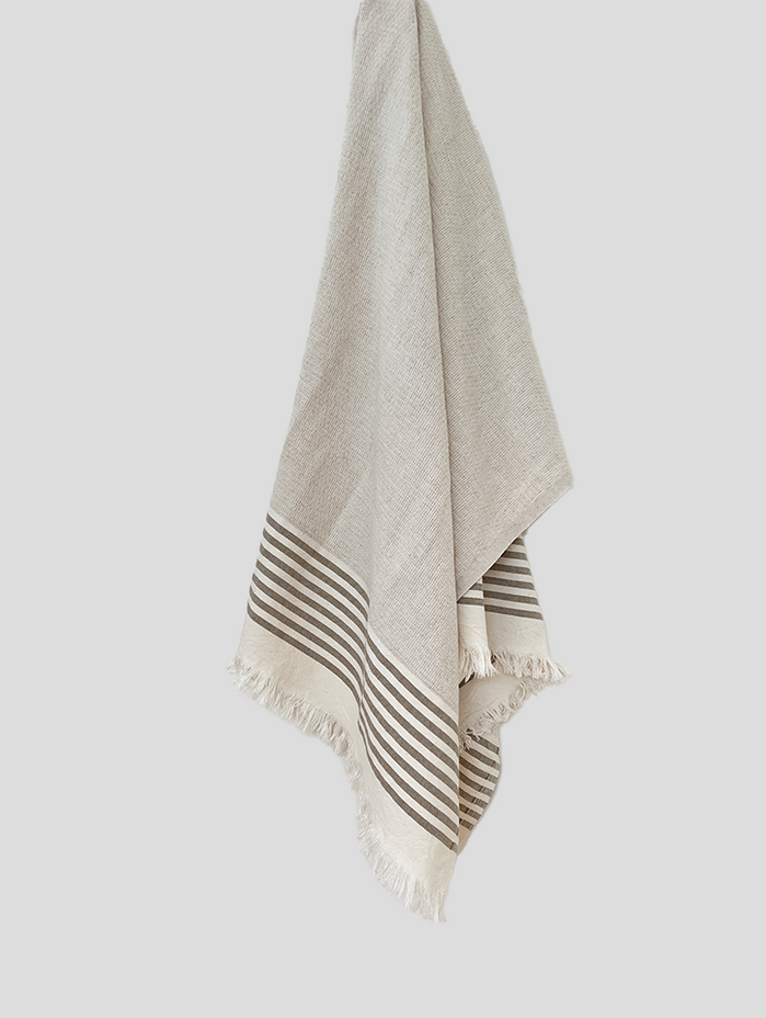 Brown Single Border Stripe - CAPSULE COLLECTION - Porto Towels