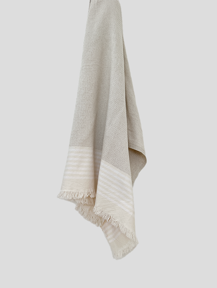 Hvid enkelt kantstribe - KAPSELSAMLING - Porto håndklæder